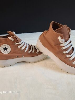 Converse Brown High Top Canvas Sneakers with White Soles